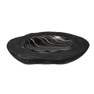 Teak Wood Decorative Bowl - D 12 in. x 3 in. - Black