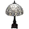 19 in. 1-Light White Tiffany Style Peacock Table Lamp
