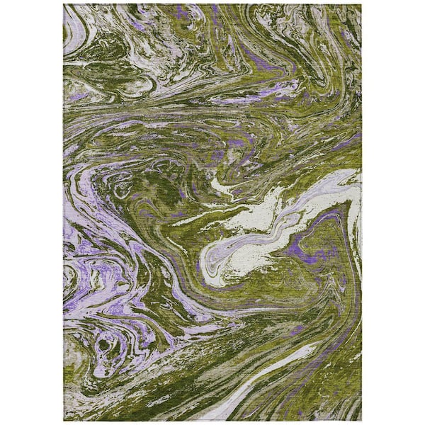 Chantille Machine Washable Indoor/Outdoor Abstract ACN1061 Olive 2 ft. 6 in. x 3 ft. 10 in. Area Rug