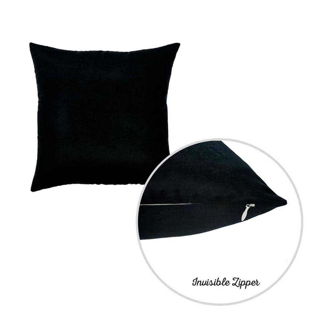 Black Polyester 22" x 22" Square Pillow Covers Set of 4