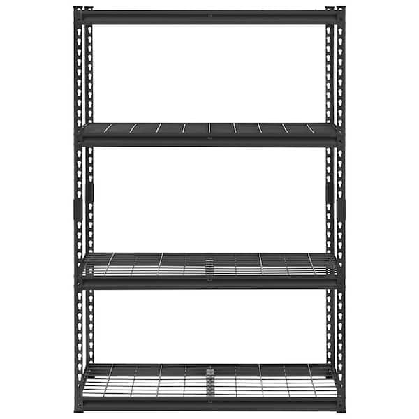 Storage Shelves, 4-Tier Garage Shelving, 2400 lbs., 20 in. D x 40 in. W x 60 in. H Adjustable Steel Shelves, Black