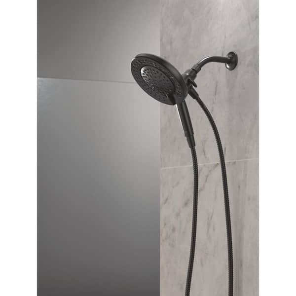Inition ProClean 6-Spray Wall Mount Dual Fixed and Handheld Shower Head in Matte Black