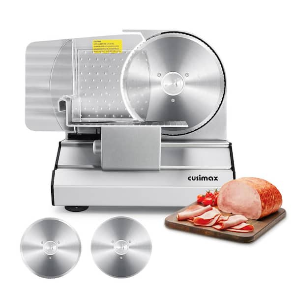 JEREMY CASS 200 W Silver Electric Deli Meat Cheese Food Slicer with Removable Food Carriage
