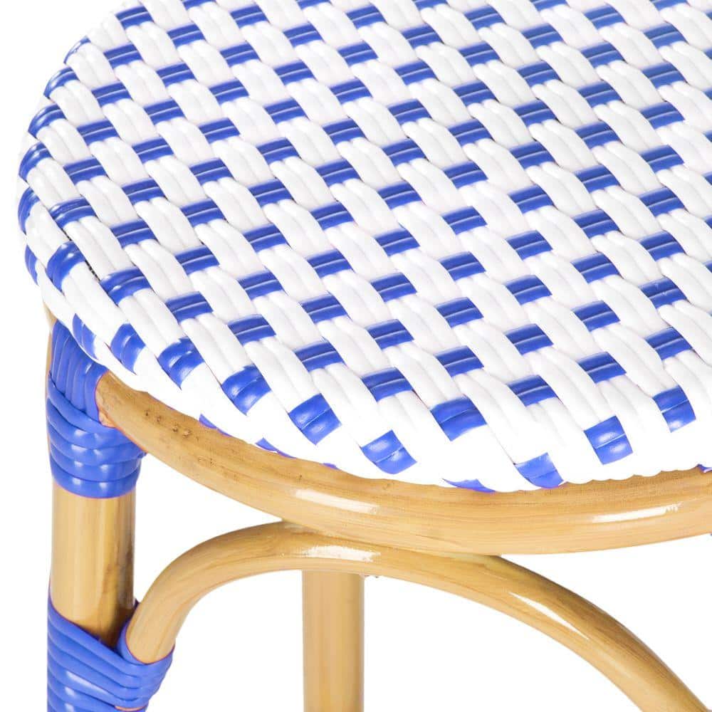 Blue and White Woven Aluminum Outdoor Stool