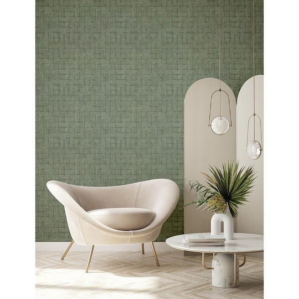 Blocks Checkered Green Non Pasted Non Woven Wallpaper