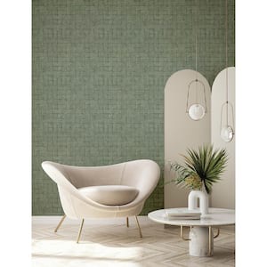 Blocks Checkered Green Non Pasted Non Woven Wallpaper Sample