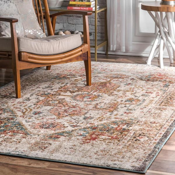 Vintage Medallion Justine 6 ft. x 6 ft. Beige Square Rug