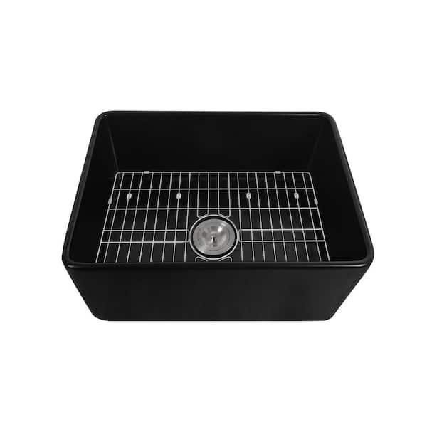 DEERVALLEY Rectangular Fireclay 32 in. L x 19 in. W Single Bowl Undermount  Kitchen Sink with Basket Strainer and Sink Grid DV-1K0016 - The Home Depot