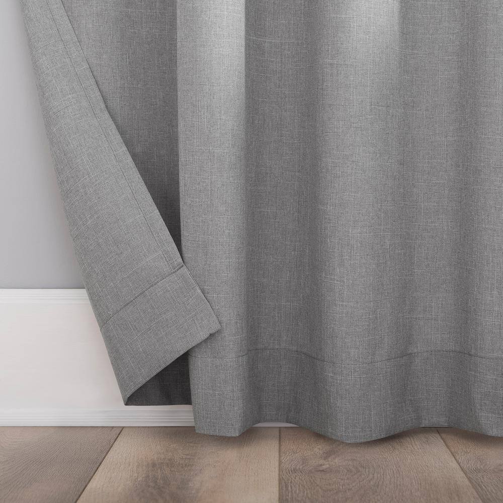 Silver Gray Heathered Texture Tab Top Sheer Curtain Panel