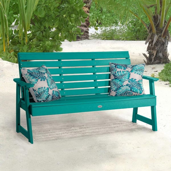 Riverside 5 ft. 2-Person Seaglass Blue Recycled Plastic Garden Bench