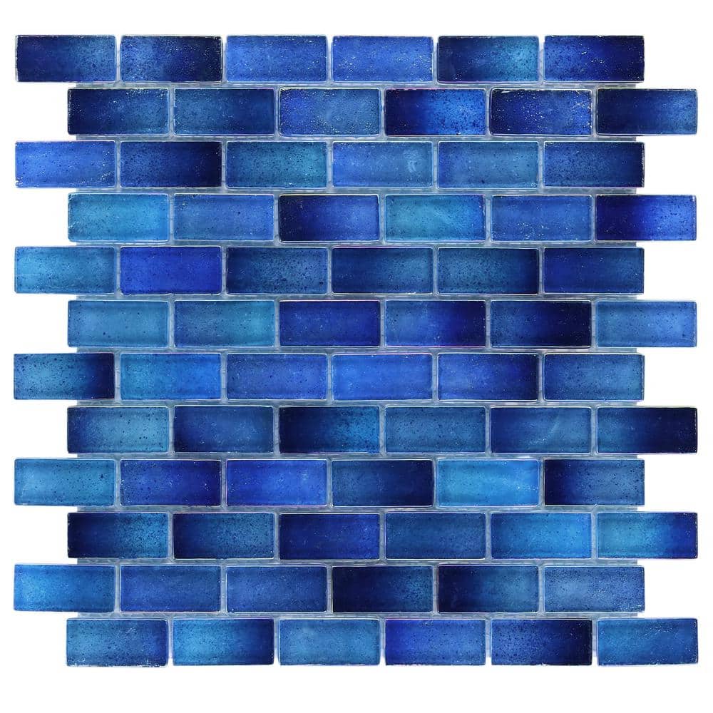 Shallows Dark Blue Polished Glass Mosaic Wall Tile