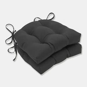 Solid 16 in. x 15.5 in. Outdoor Dining Chair Cushion in Black (Set of 2)