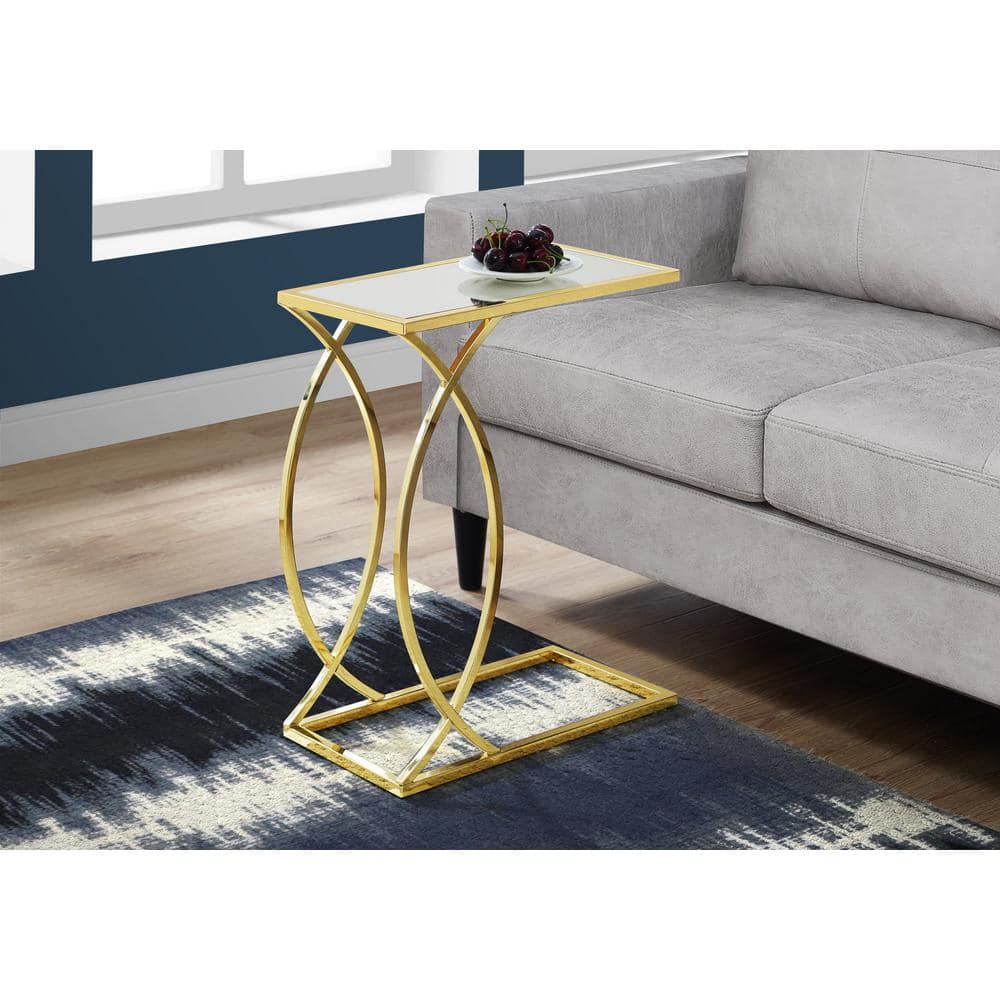 Mirrored Accent Table with Gold Metal Base HD3188 The Home Depot