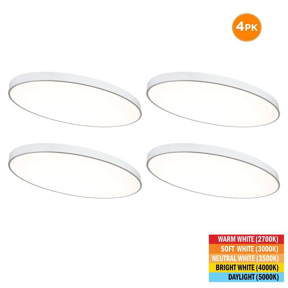 4-Pack 32 in. x 18 in. Oval White LED Flush Mount Ceiling Light Fixture 2700K 3000K 3500K 4000K 5000K 3500 Lumens price history on PriceWatchPro