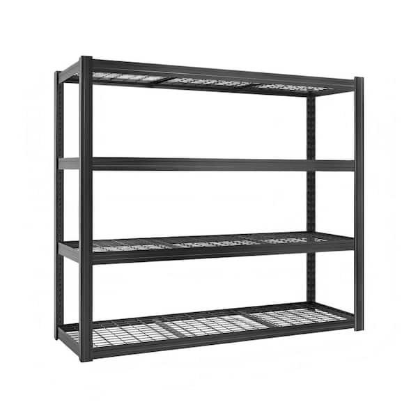 4-Tiers Heavy Duty Metal Adjustable Garage Storage Shelving Unit in Black (70.8 in. W x 70.8 in. H x 23.6 in. D)