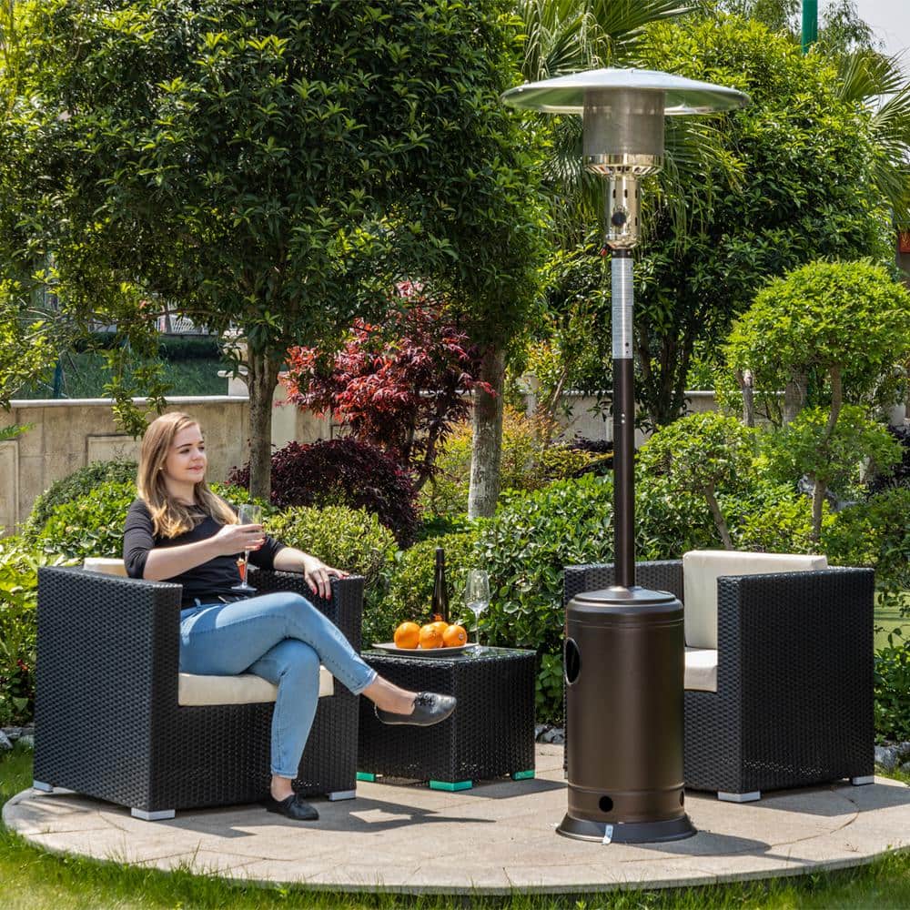 Mocha Powder Coated Propane Patio Heater with Safety Shutoff