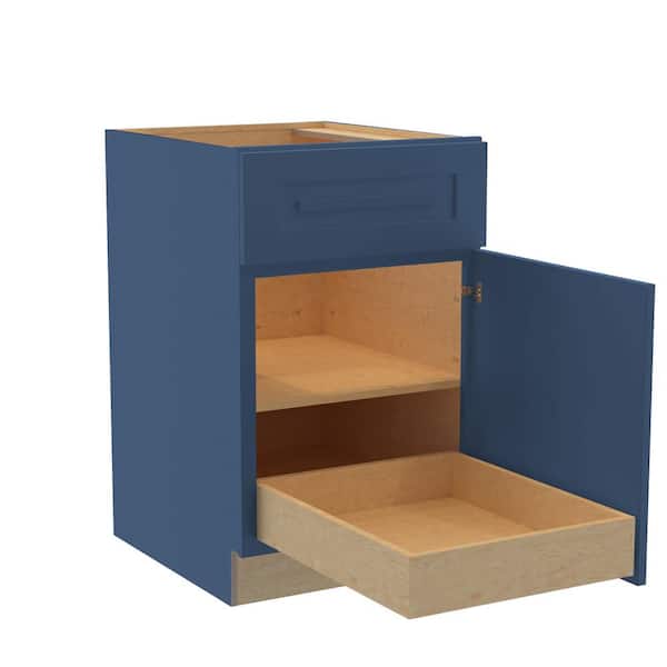 Home Decorators Collection Grayson 21 in. W x 24 in. D x 34.5 in. H Assembled Plywood Base Kitchen Cabinet in Mythic Blue with 1ROT Soft Close RH