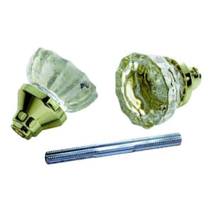 Polished Brass Glass Knob Set with Spindle