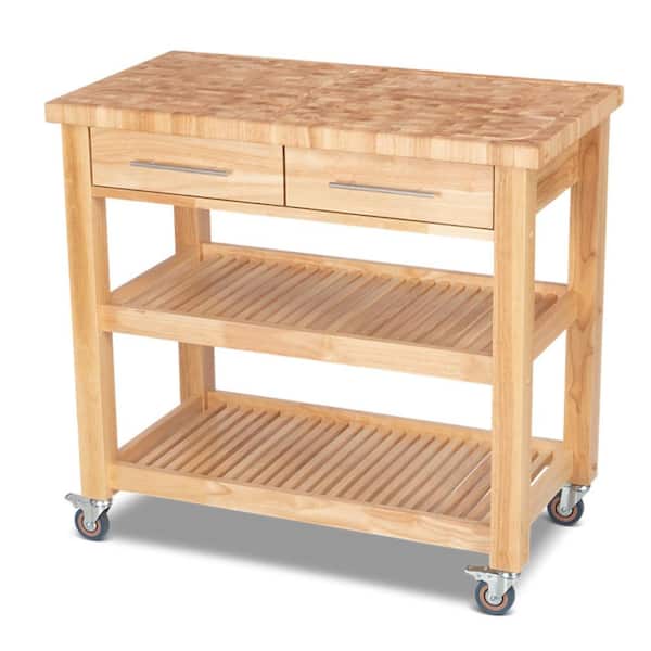 Chris and Chris Pro Chef Natural Kitchen Cart with Chop and Drop System