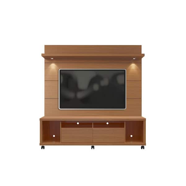 Manhattan Comfort Cabrini 71 in. Off-White Engineered Wood Entertainment Center with 2 Drawer Fits TVs Up to 60 in. with Wall Panel