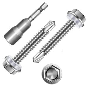 MarySino #10 x 2 in. Hex Washer Head 410 Stainless Steel Self