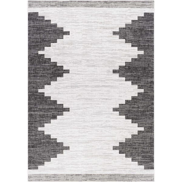 Djugun Black/Charcoal/Off White 9 ft. x 12 ft. Area Rug