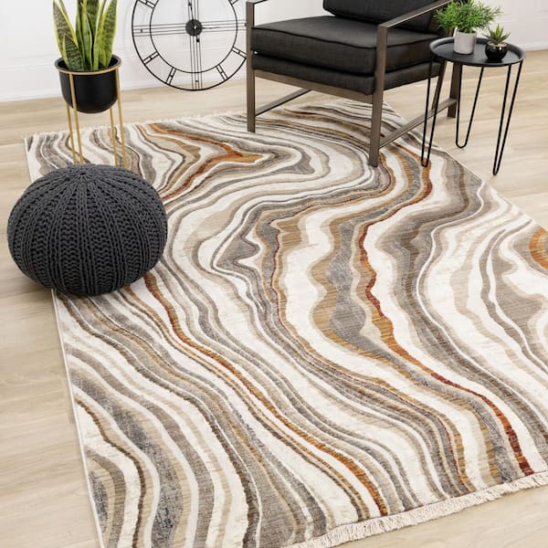 Jovira Collections 7 ft. x 10 ft. Beige Organic Indoor Area Rug