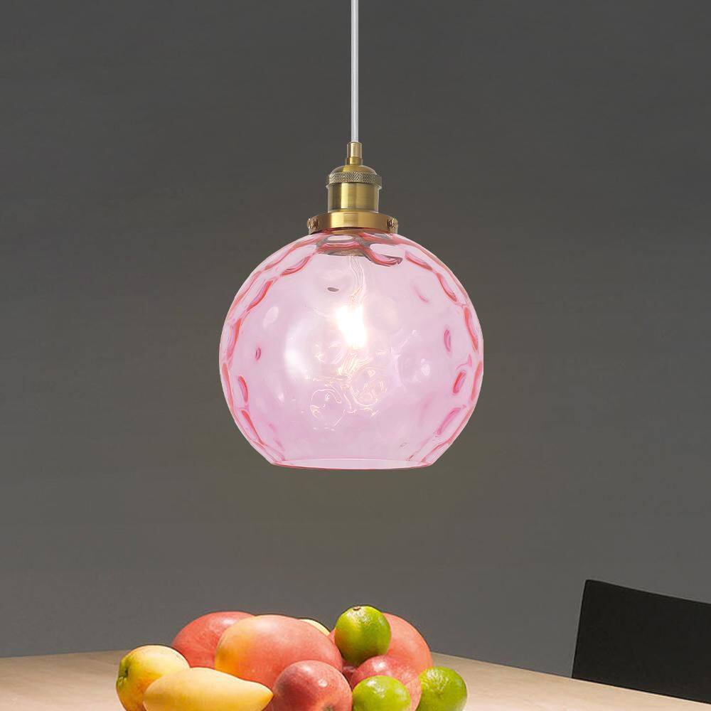 8 in. 60-Watt 1-Light Pink Globe Pendant Light with Glass Shade for Dining Room (Bulb Not Included) price history on PriceWatchPro