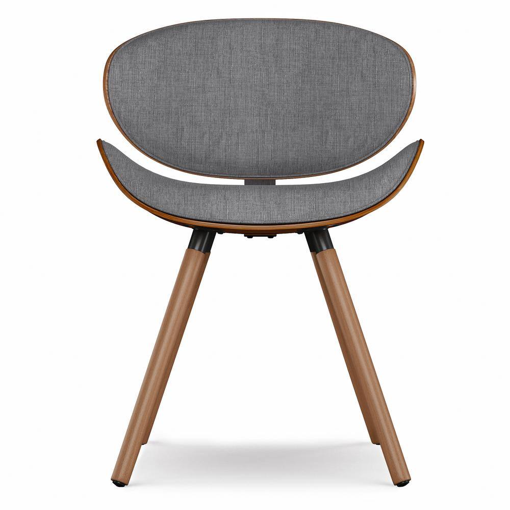 Gray Linen Upholstered Mid-Century Modern Side Chair