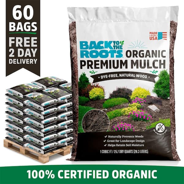 Organic Value 1 cu. ft. Brown Bark Bulk Mulch Premium Moisture Control Blend with Organic Fertilizer Pallet (60-Pack)