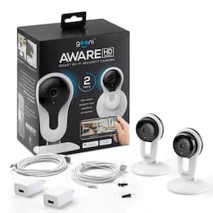 Aware 1080p HD Wireless Wi-Fi Standard Surveillance Camera Night Vision Motion Alerts Alexa Compatible White (2-Pack)