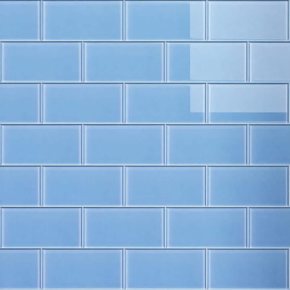 Crystile Blue 6 in. x 3 in. Subway Glossy Glass Mosaic Tile Sample price history on PriceWatchPro