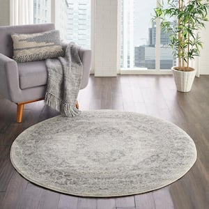 Tranquil Ivory/Grey 5 ft. x 5 ft. Persian Vintage Round Area Rug