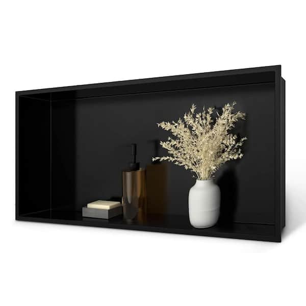 24 in. W x 24 in. H x 4 in. D Stainless Steel Shower Niche in Matte Black