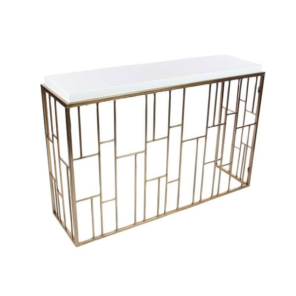 Litton Lane Modern Gold-Finished Grid Console Table