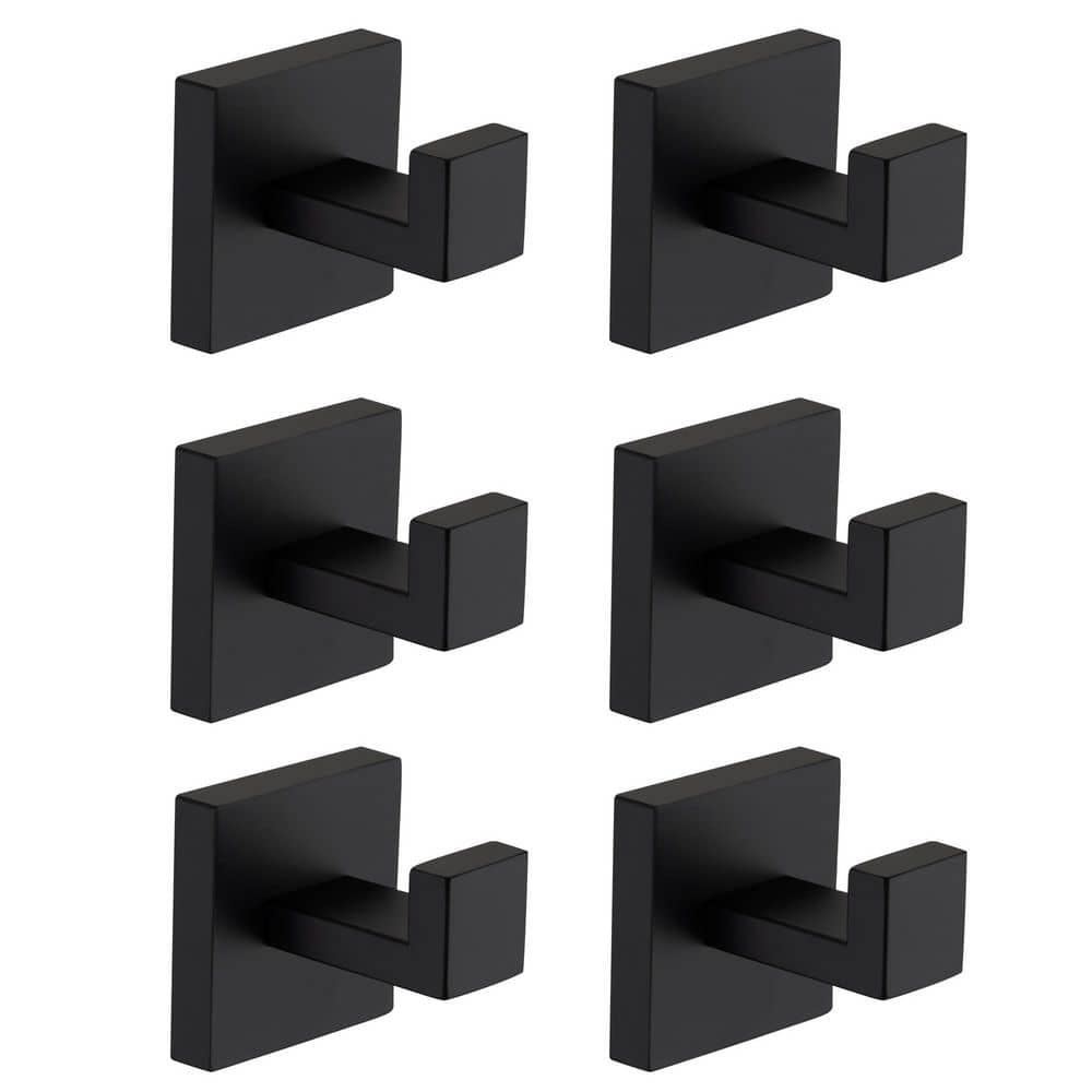 6-Pack Square J-Hook Robe/Towel Hook in Matte Black, Designed for Bathroom, Bedroom and Kitchen price history on PriceWatchPro