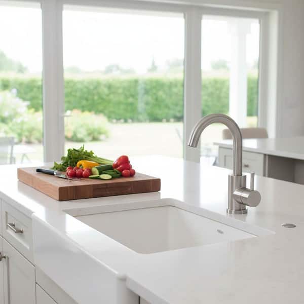 Single Handle Bar Faucet with All Mounting Hardware in Brushed Nickel