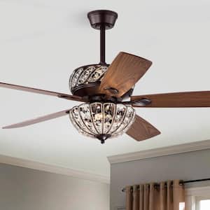 Alexandra 52 in. Glam Indoor Oil Rubbed Bronze Reversible Ceiling Fan with Crystal Light Kit and Remote Control