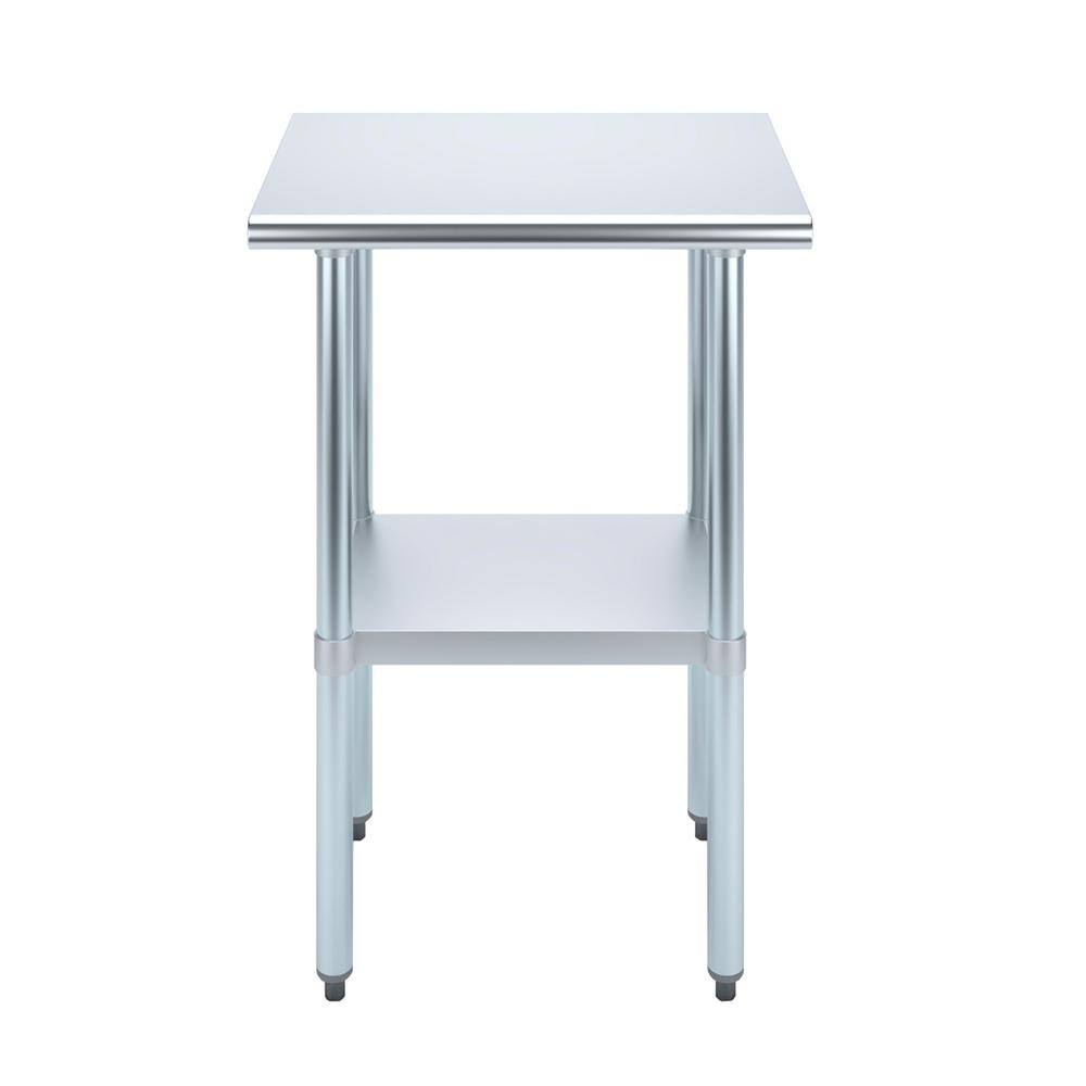 24" Stainless Steel Prep Table with Galvanized Undershelf