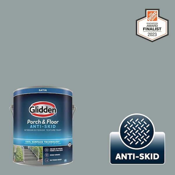 Glidden Porch and Floor 1 gal. PPG1036-4 After The Storm Satin Interior/Exterior Anti-Skid Porch and Floor Paint with Cool Surface Technology