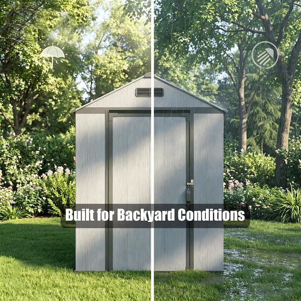 PABIMIA 4 ft. W x 6 ft. D Resin Plastic Outdoor Storage Shed with