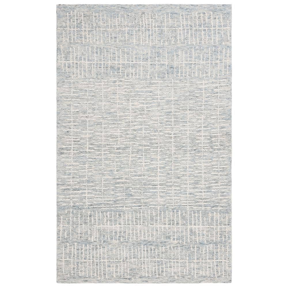 Light Blue 4' x 6' Handmade Wool Tufted Abstract Rug
