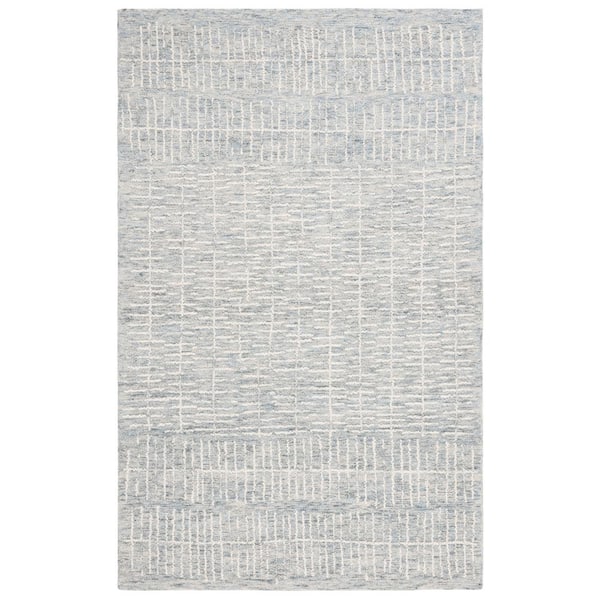 Abstract Light Blue/Ivory 8 ft. x 10 ft. Abstract Light Blue/Ivory Linear Area Rug
