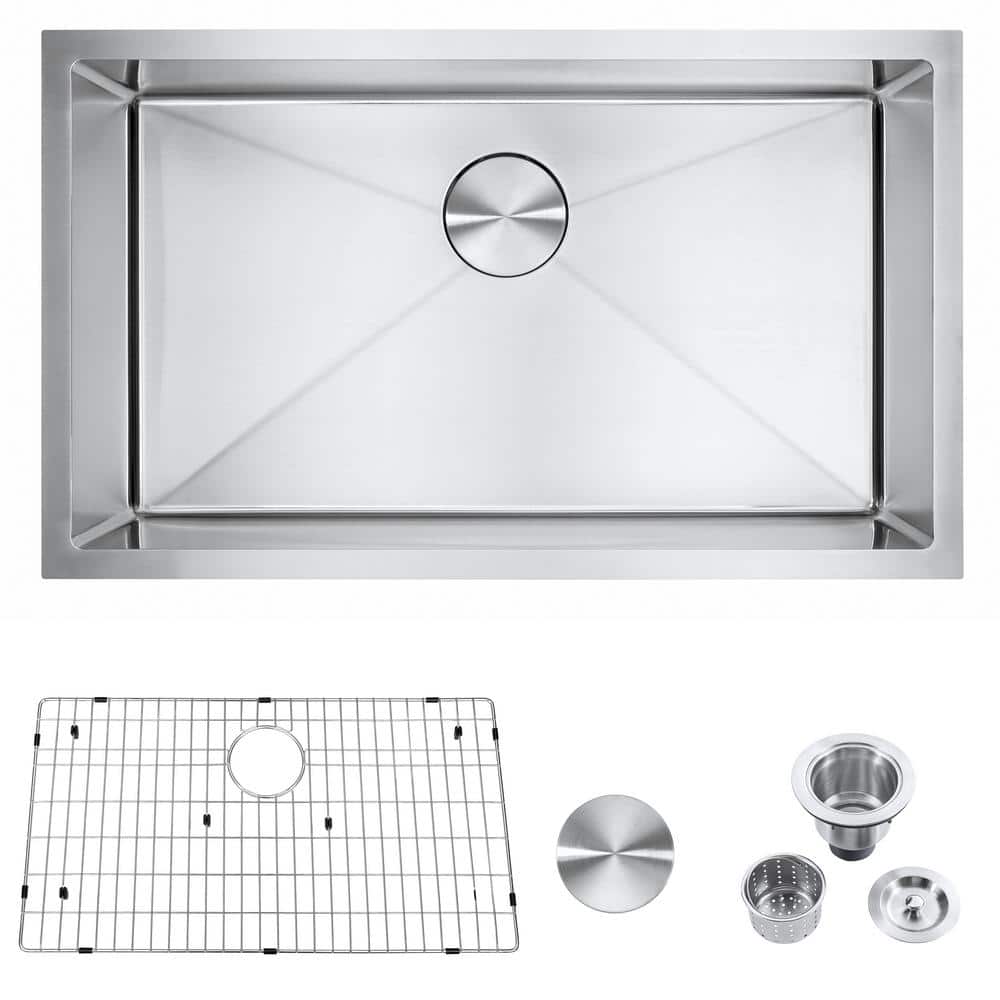Brushed Nickel Stainless Steel 30 in. x 18 in. Single Bowl Undermount Kitch