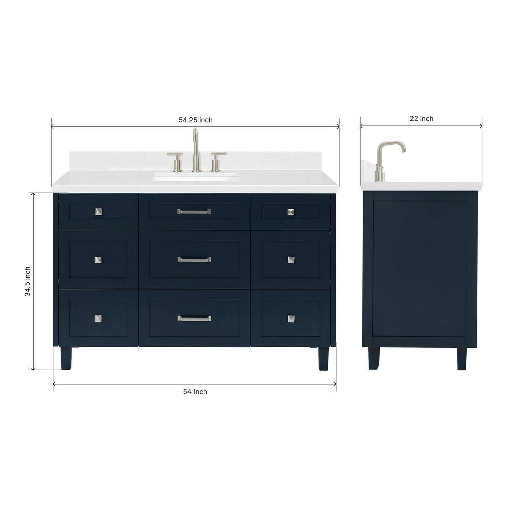 Midnight Blue 54" Single Sink Vanity with Carrara Quartz Top