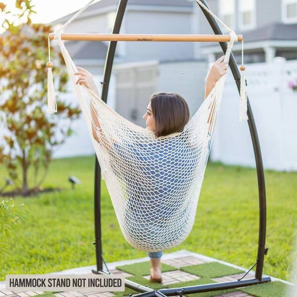 OGETFUUR 3.3 ft. White Hammock Chair with Spreader Bar, 300 lb
