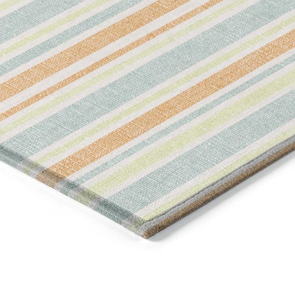Orange 2 ft. x 3 ft. Woven Striped Polyester Rectangle Indoor/Outdoor Area Rug