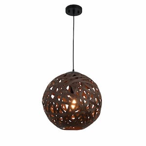 Meadow 16 in. 1-Light Brown Pendant/Chandelier with Paper Shade