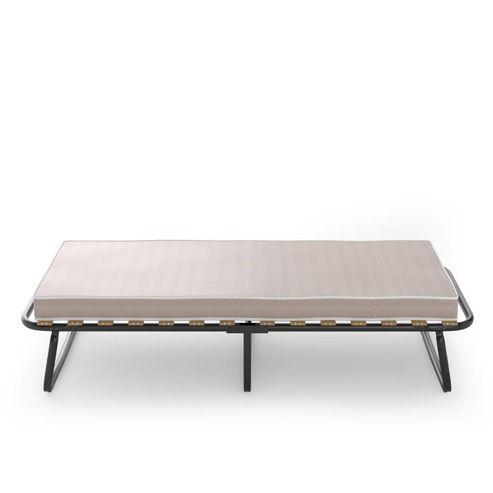 Twin Black Metal Folding Bed with Memory Foam Mattress