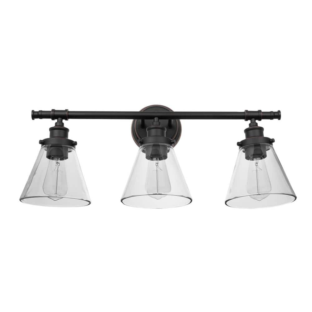 Globe Electric Parker 3Light Oil Rubbed Bronze Vanity Light with Clear